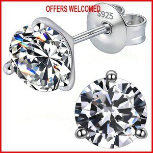 5mm Moissanite Stud Earrings Sterling Silver 14K Gold Plated Hypoallergenic